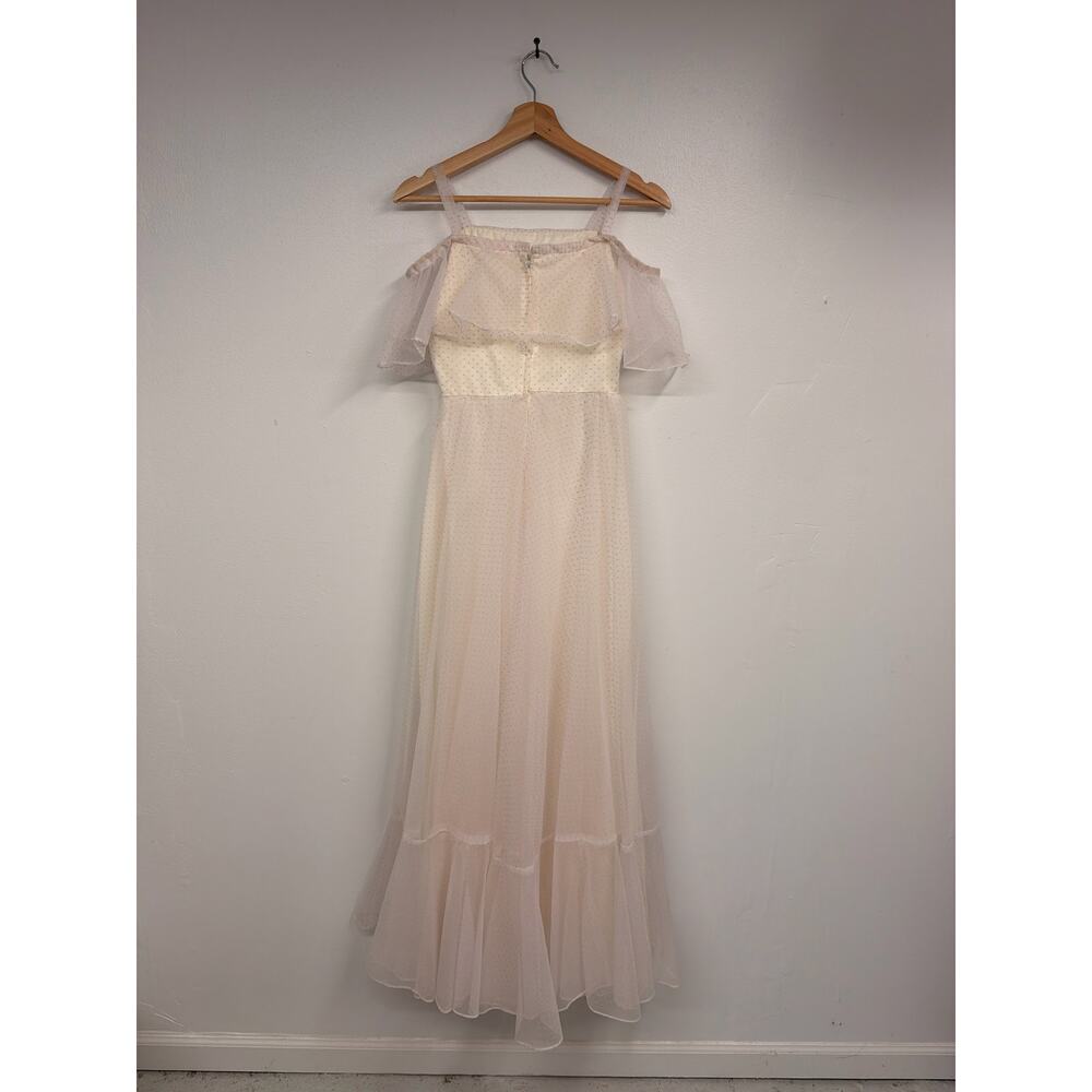 VTG 70-80's Union Tag Swiss Dot SZ 2 Pink Polka Dot Formal Dress Sally FOOTLOOSE - Picture 10 of 13
